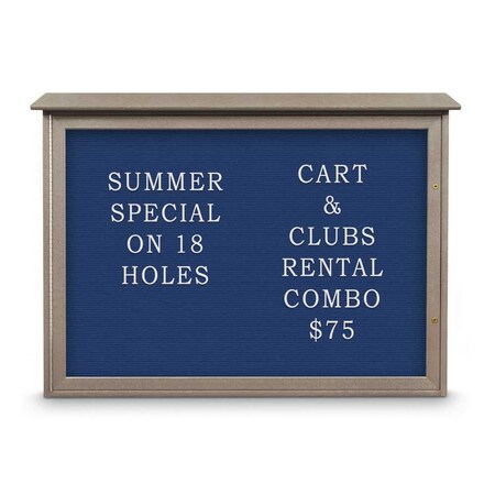 United Visual Products Outdoor Enclosed Combo Board, 72"x36", Gold Frame/Blue & Forbo UVCB7236ODG-BLUE-FORBO